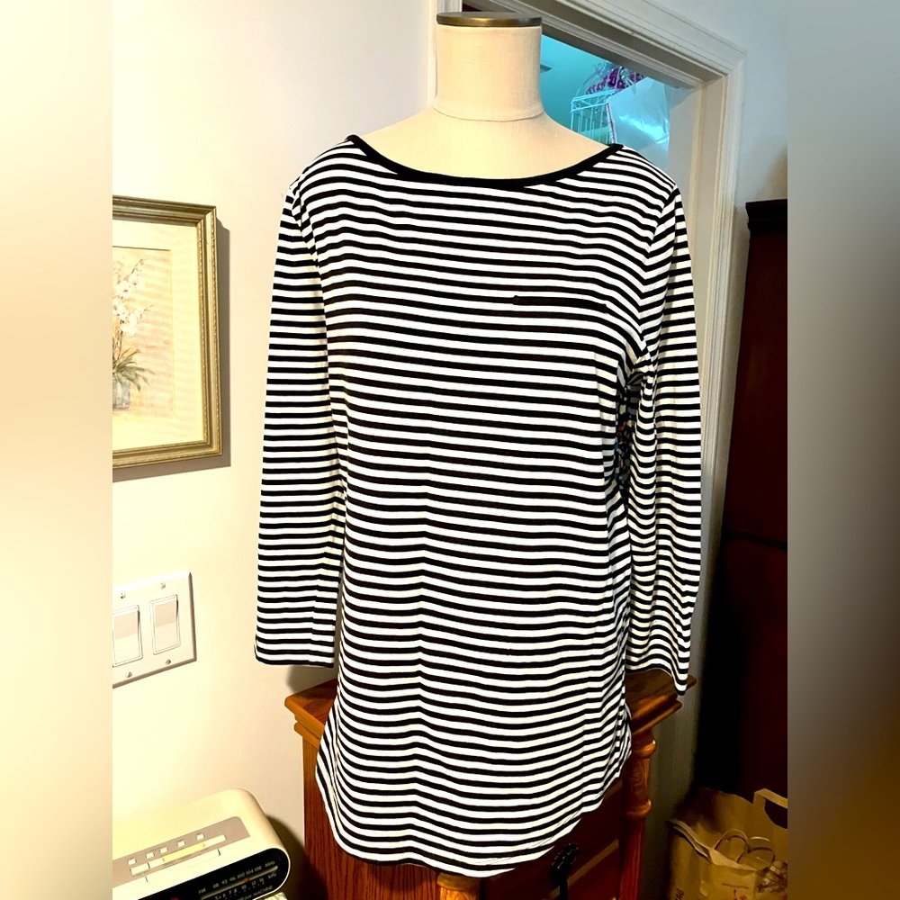 Jones New York Signature XL Black & White Long Sleeve Top.